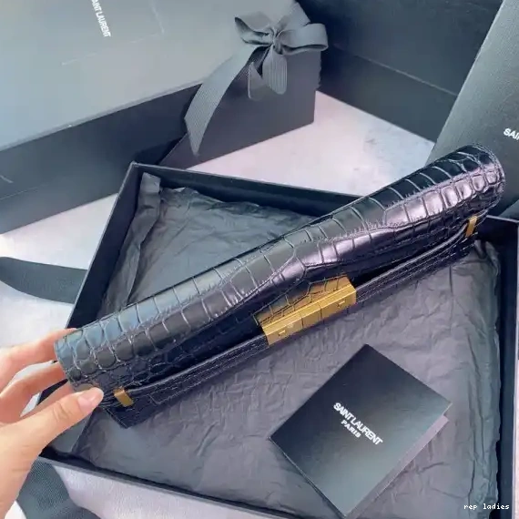 Repzbay REP MANHATTAN IN LEATHER YSL CLUTCH CROCODILE-EMBOSSED 0614